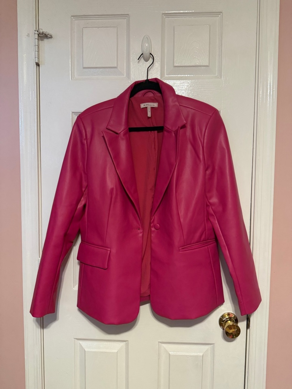 BCBGeneration Hot Pink Faux Leather Blazer
